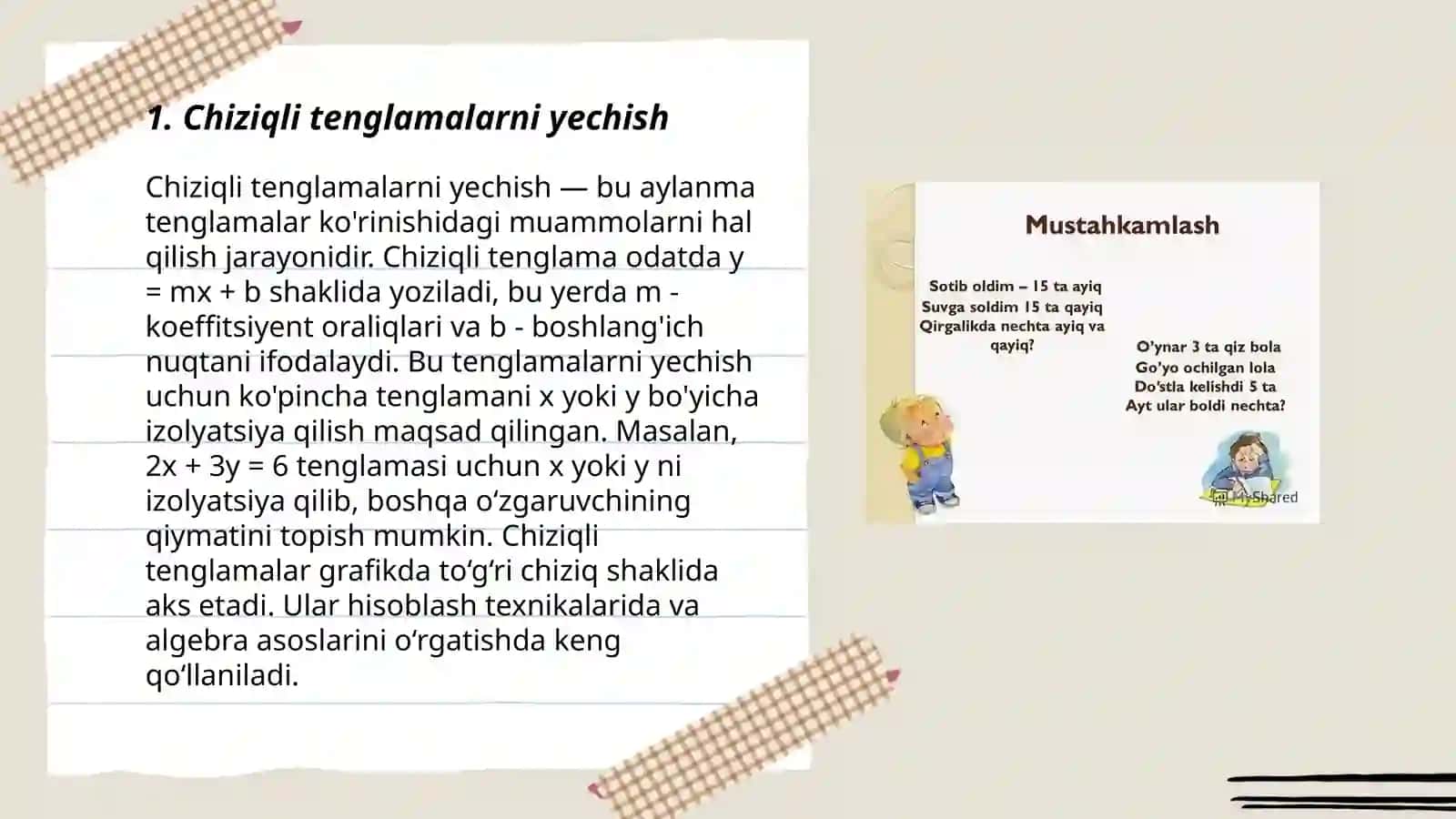 Chiziqli tenglamalarni yechish 3