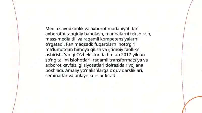 Media savodxonlik va axborot madaniyatining o'rnini va ahamiyati 3