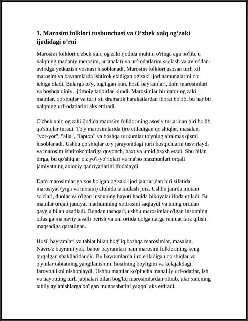 OʼZBEK XALQ OGʼZAKI IJODIDA MAROSIM FOLKLORJNING OʼRNI 3