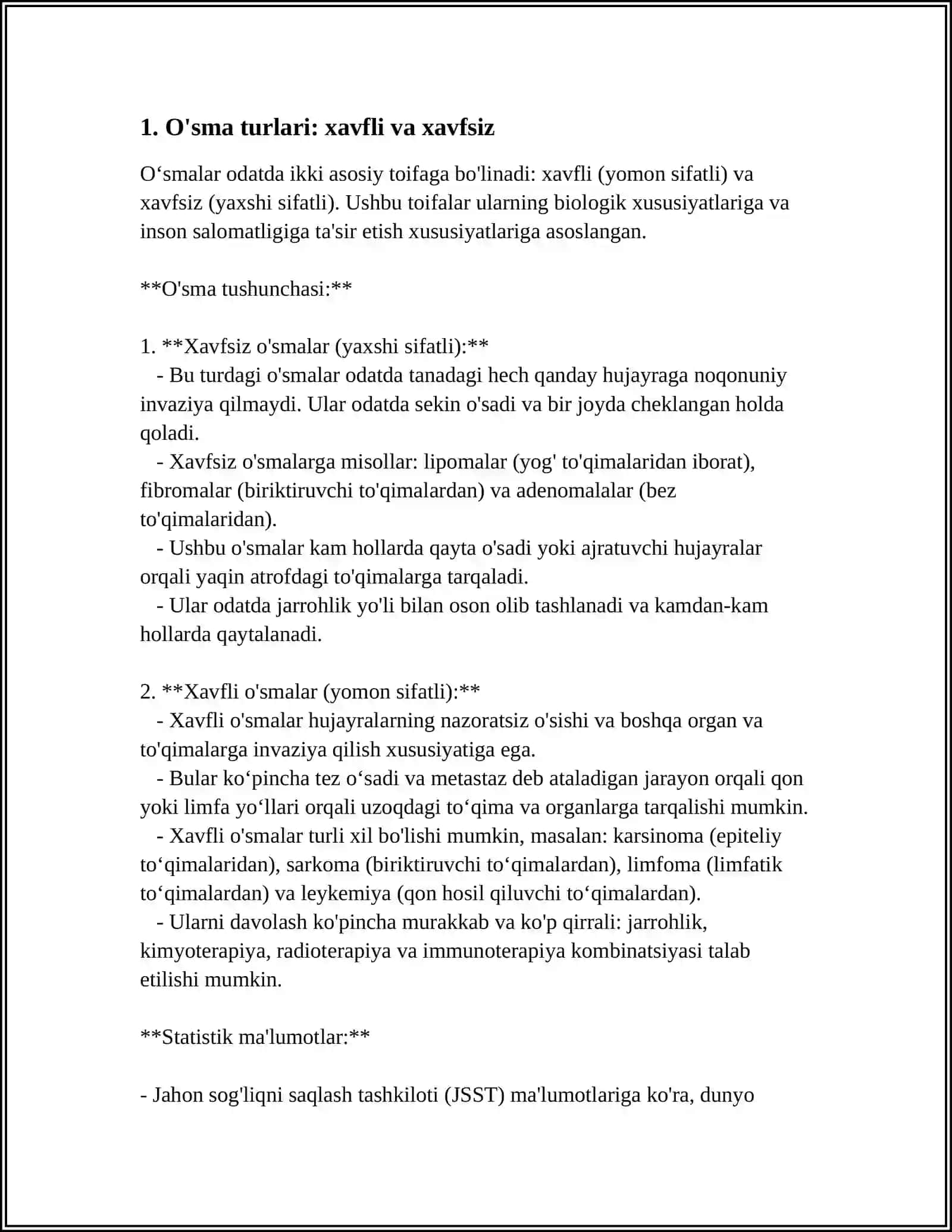 SUYAK XAVFSIZ VA XAVFLI O'SMALARI VA ULARNI NUR TASHXISI 3