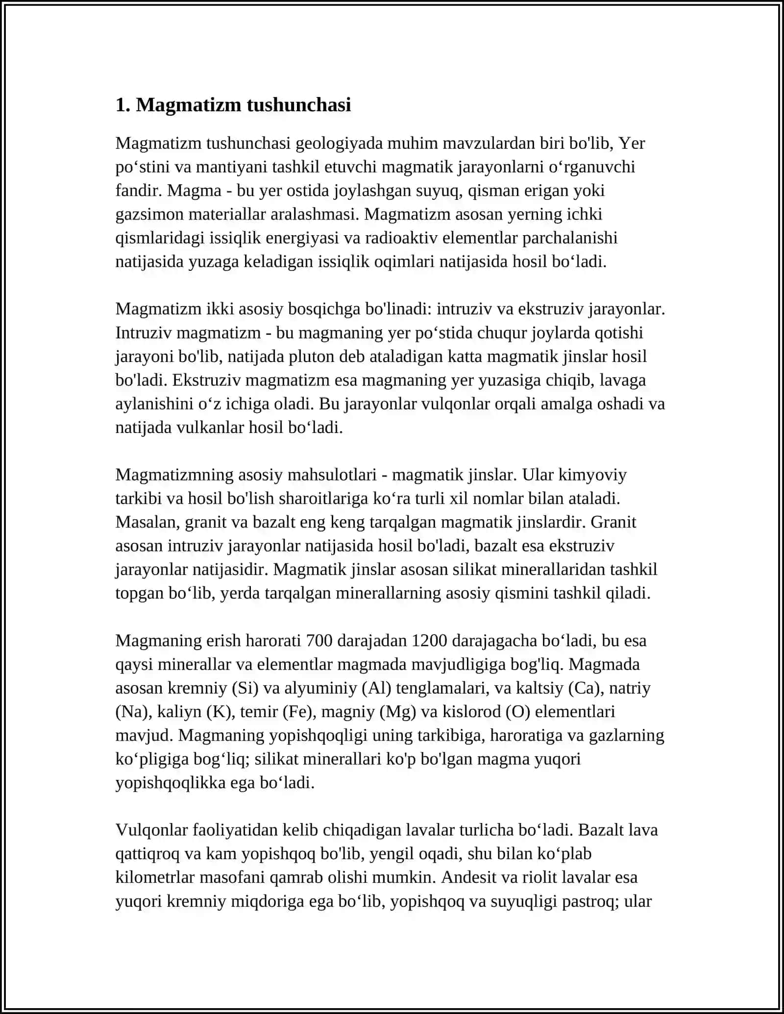 EFFUZIV MAGMATIZM VA VULKANIZM JARAYONLARINI O‘RGANISH 3