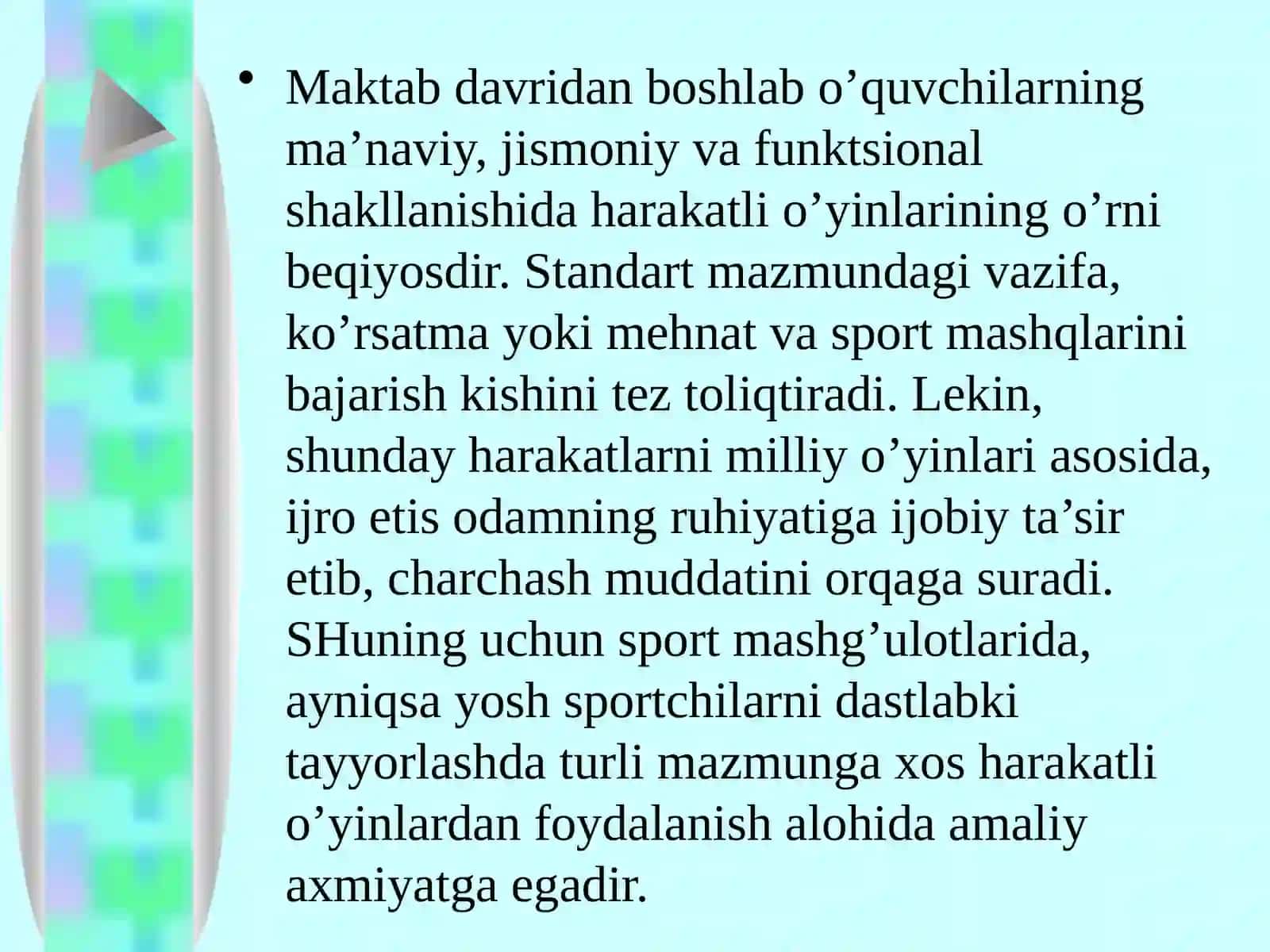 Darsdan tashqari vaqtda xarakatli o’yinlarni tashkillashtirish va o’tkazish usullari 3