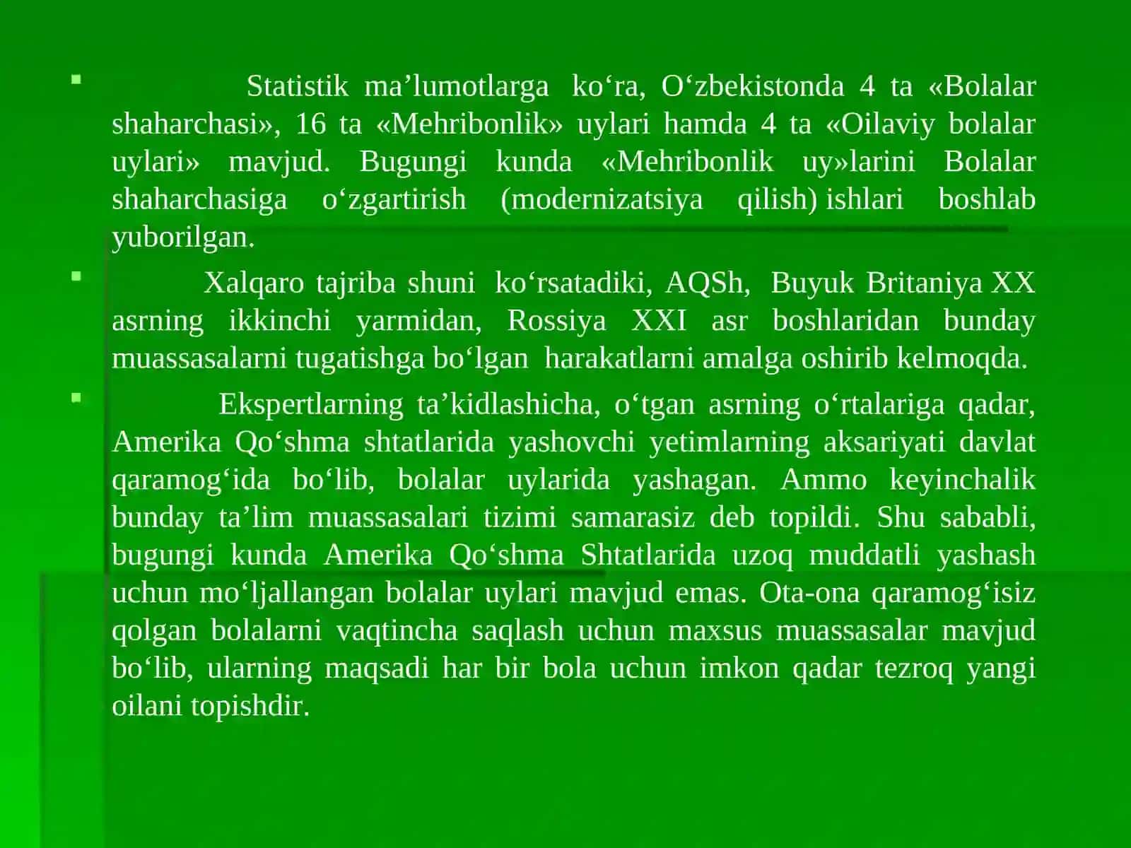 O‘zbekistonda oilaviy bolalar uyini tashkil etish tartibi va shartlari 3