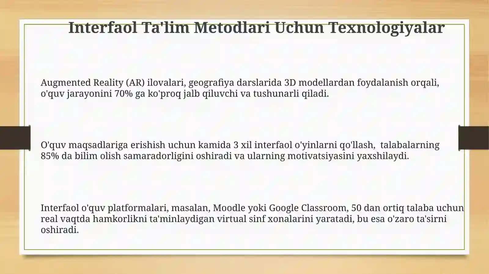 Interfaol Ta'lim Metodlari Uchun Texnologiyalar 3