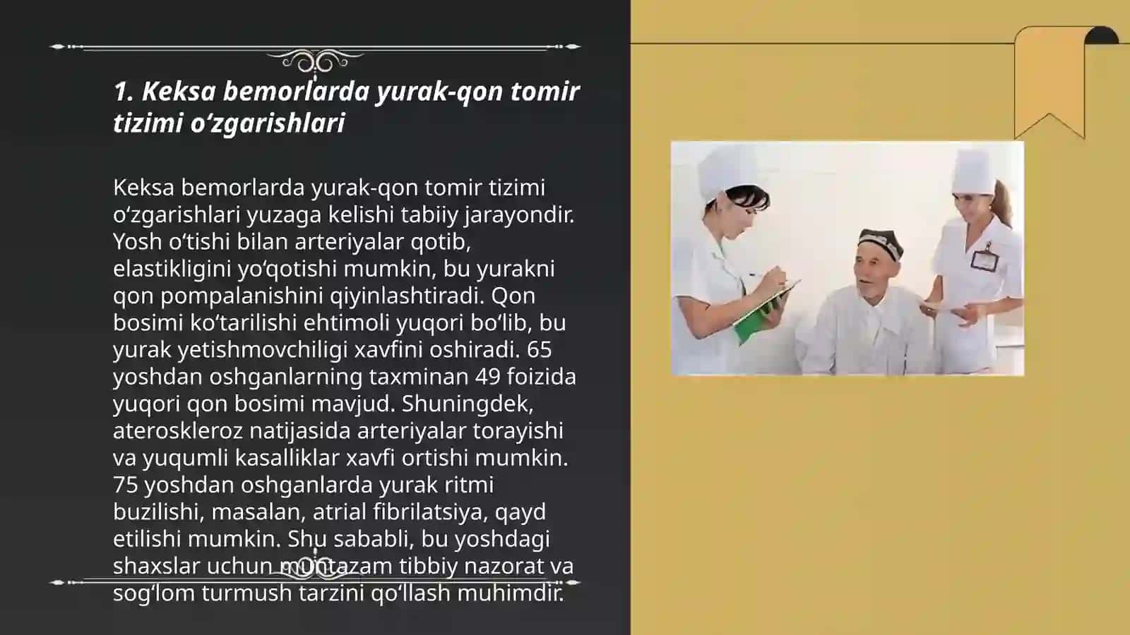 Keksa bemor. Keksa organizmning fiziologik xususiyatlari 3