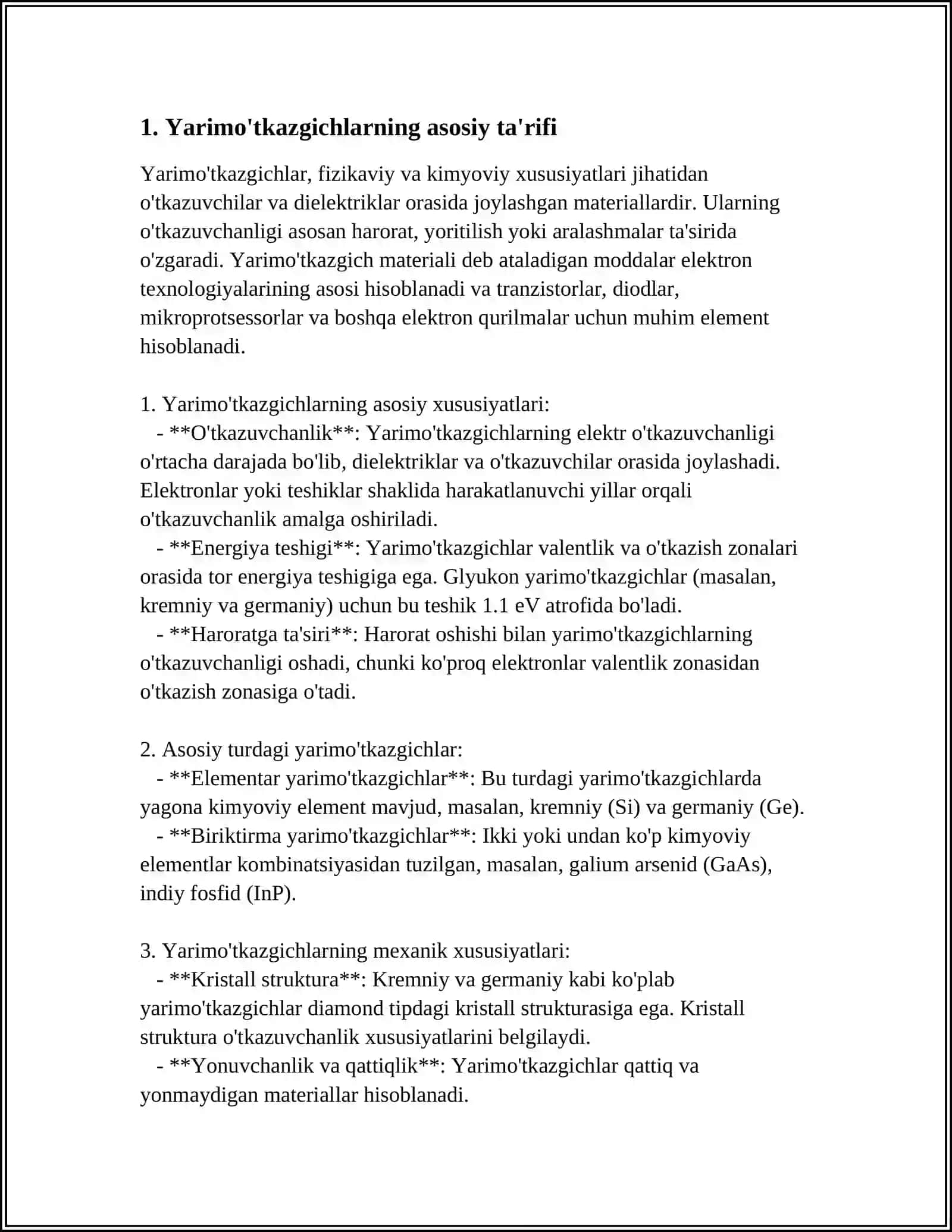 XUSUSIY VA ARALASHMALI YARIMO'TKAZGICHLAR.ODDIY YARIM O'TKAZGICHLAR.KREMNIY, GERMANIY 3