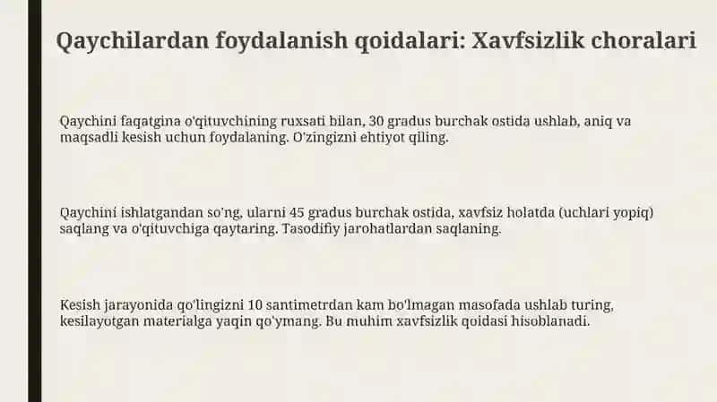 Qaychidan foydalanish qoidalari 3