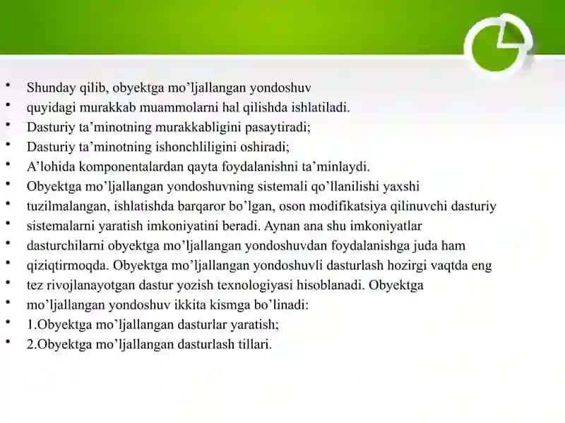 Obyektga yo‘naltirilgan dasturlash asoslari 3