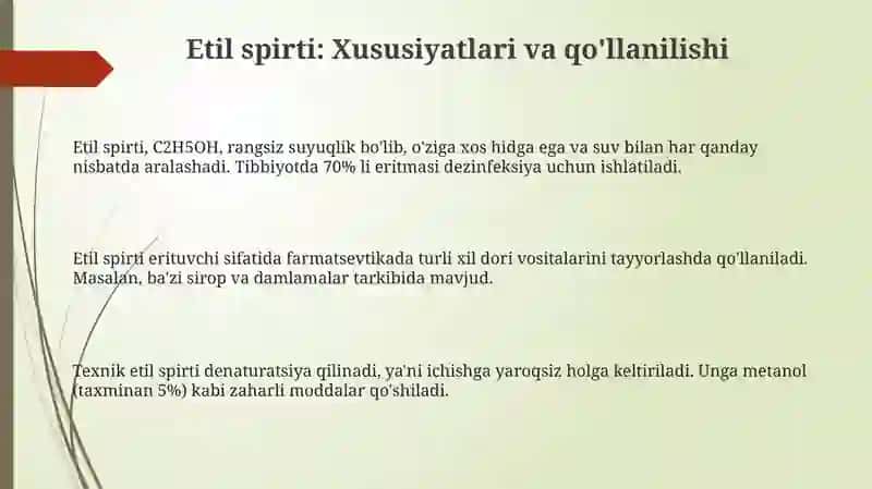 Etil spirti: Xususiyatlari va ta'siri 3