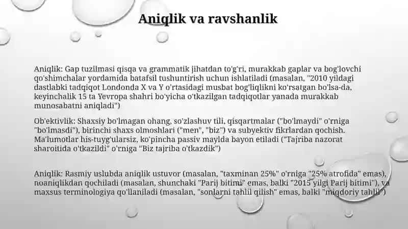 Rasmiy uslubning xususiyatlari 3