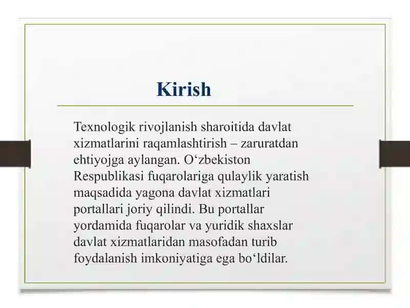 O'zbekiston Respublikasi Yagona Davlat Xizmatlari Portallari bilanishlash 3