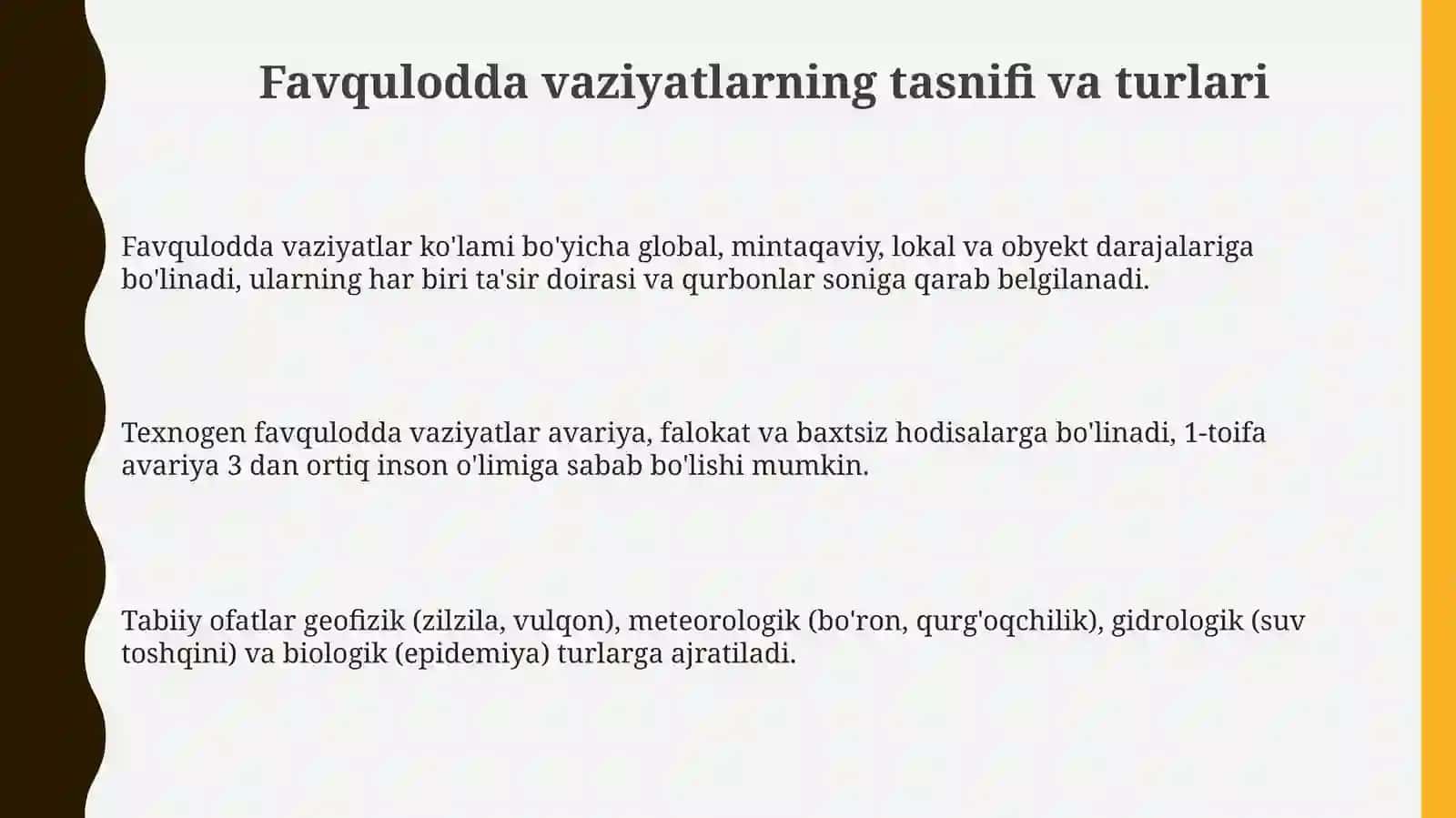 Favqulodda vaziyatlar ularning tasnifi va tavsifi 3