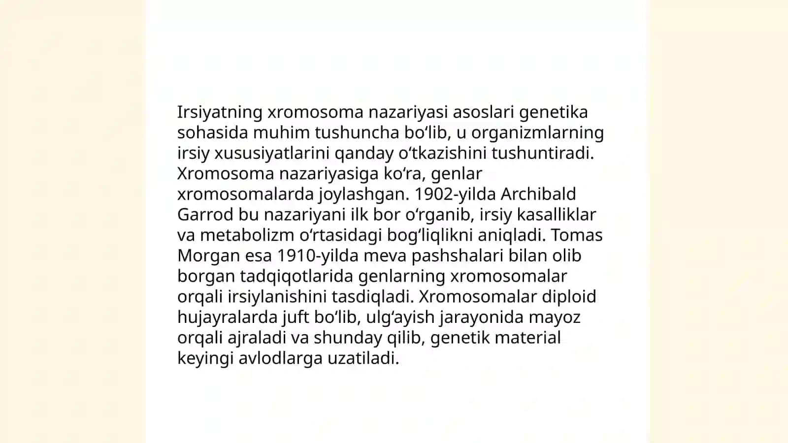 Irsiyatning xromasoma nazariyasi qoidalari 3