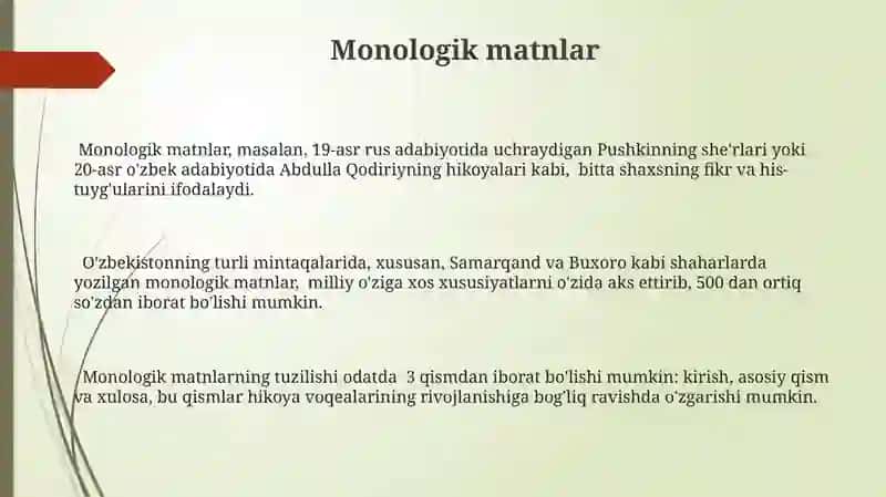 Monologik matnlar 3