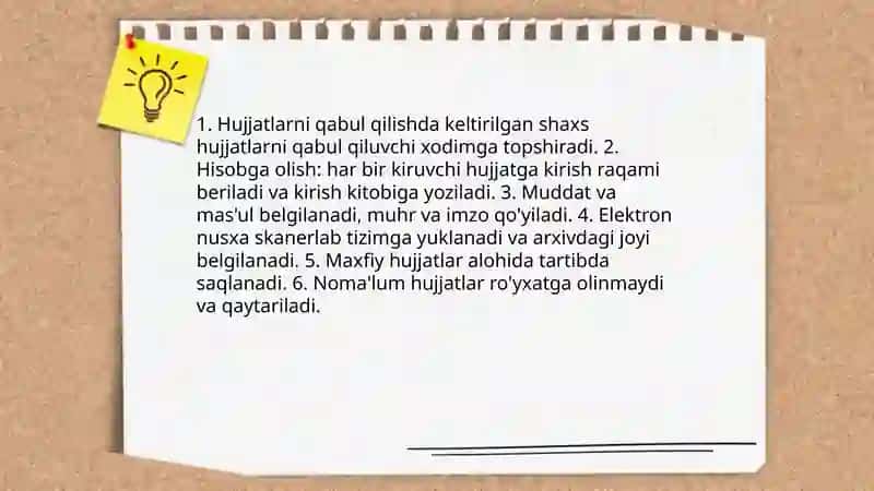 Hujjatlar bilan ishlash ish yuritish 3