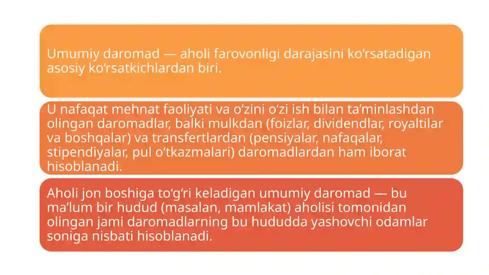 O‘zbekiston birinchi chorakda daromadlar o‘sishi 3