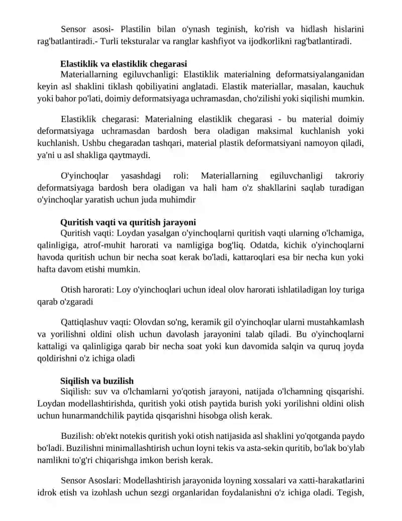 Loy Va Plastilindan OʻYinchoqlar Yasashning Sensor Asoslari 3