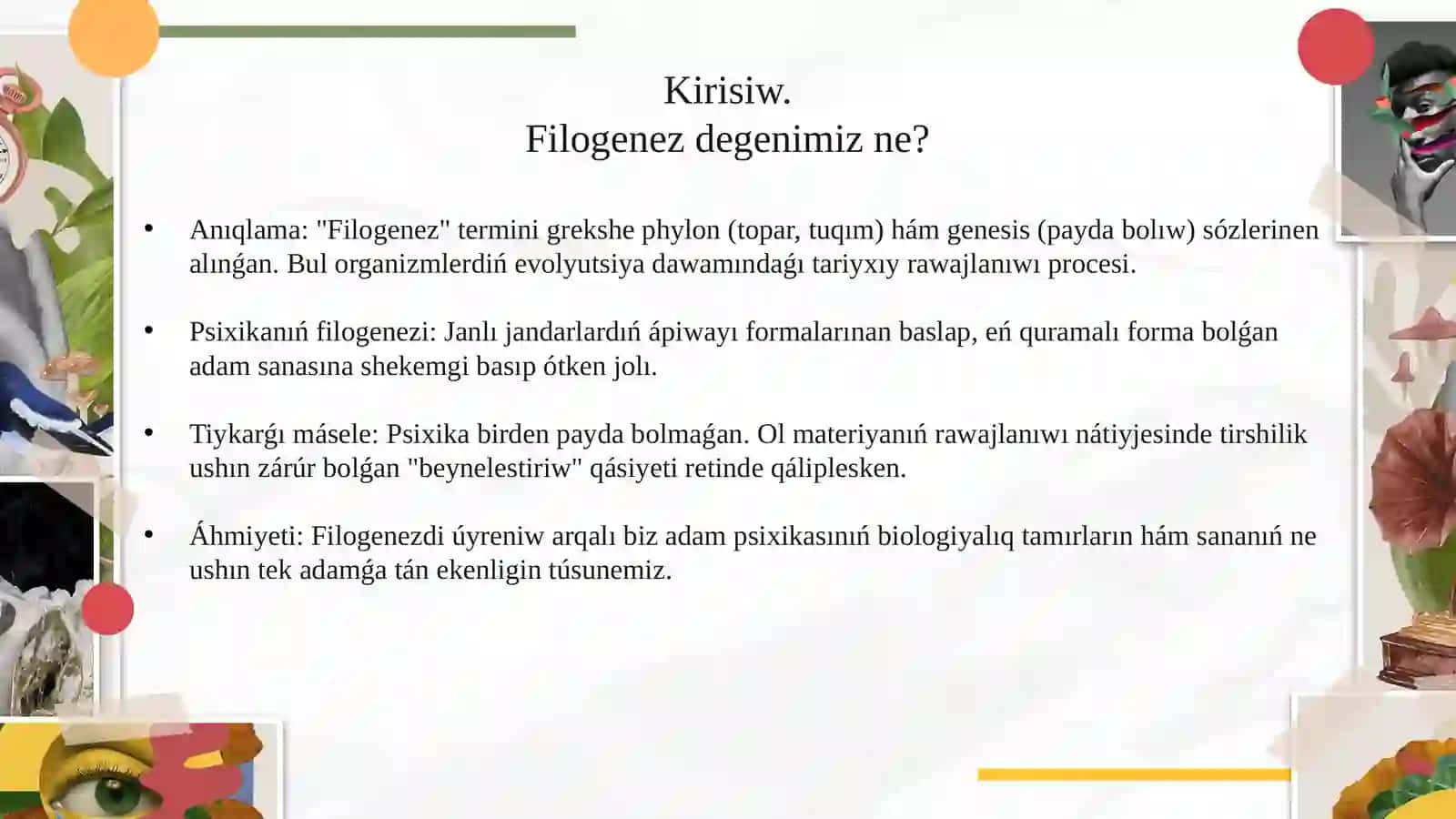 Psixikanıń filogenezde rawajlanıwı 3