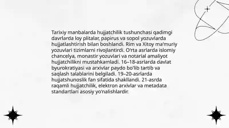 Tarixiy manbalarda hujjatchilik haqidagi fikrlarning keltirilishi 3