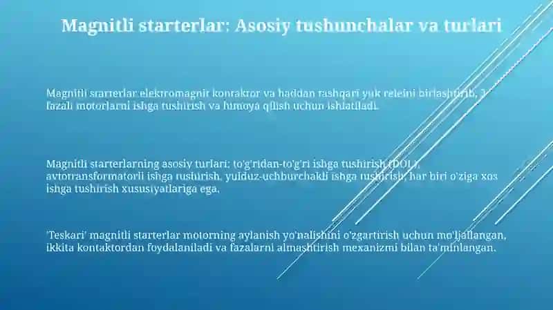 Magnitli ishga tushurgichlar ulanish sxemalari va montaji 3