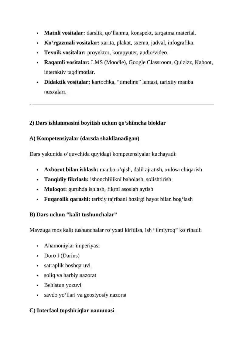 Ta'lim metodlari va vositalari bo‘yicha qo‘shimcha ma’lumotlar 3