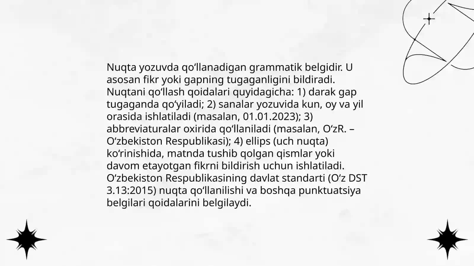 O‘zbek tili punktuatsiyasi. Tinish belgilarining qo‘llanilishi 3