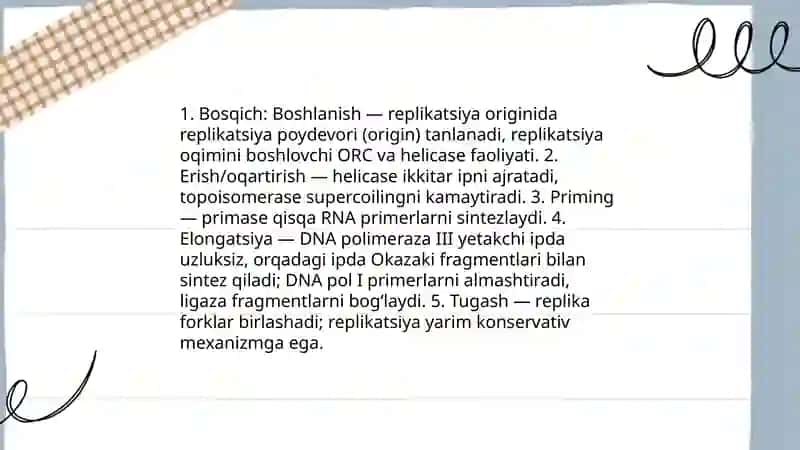 DNK replikatsiyasi transkripsiya, translatsiya 3