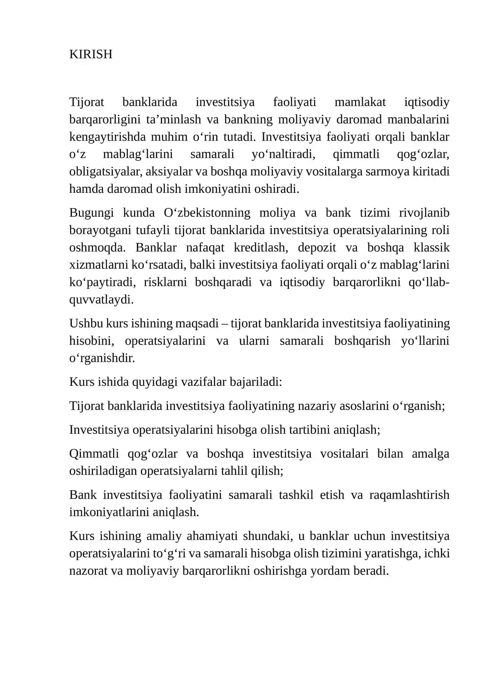 TIJORAT BANKLARIDA INVESTITSIYA FAOLIYATINING HISOBI 3