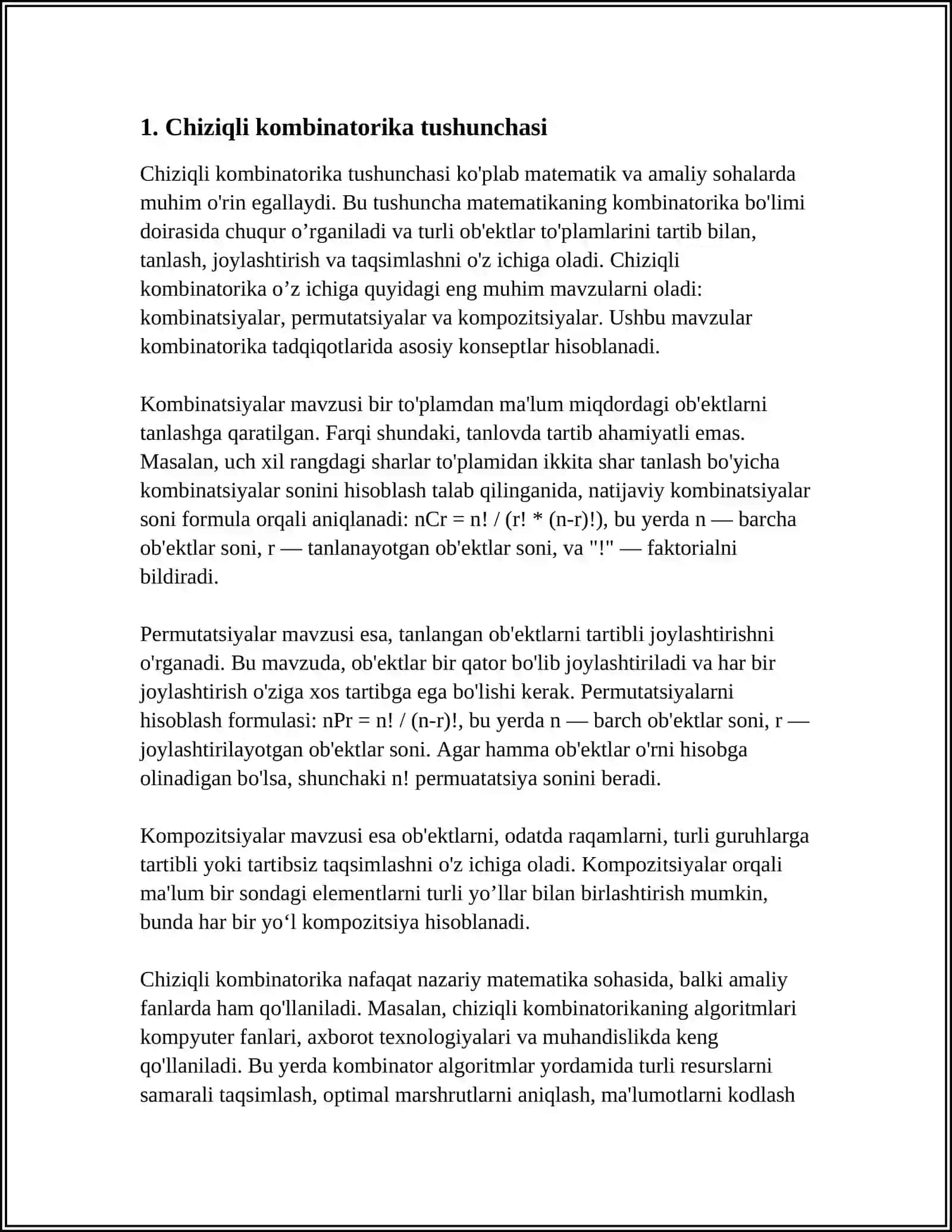 CHIZIQLI KOMBAZITORLAR.BUSTING ALGARITIMI 3