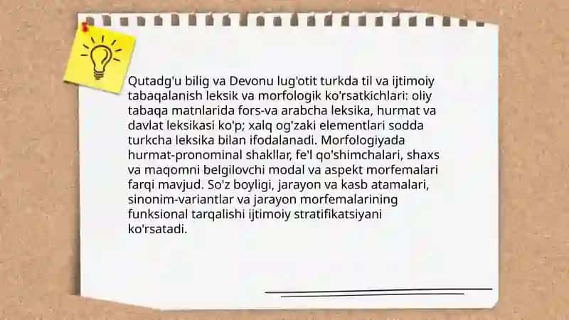 "Qutadg'u bilig" va "Devonu lug'otit turk" asarlari bo'yicha sotsiolingvistik tahlillar olib borish 3
