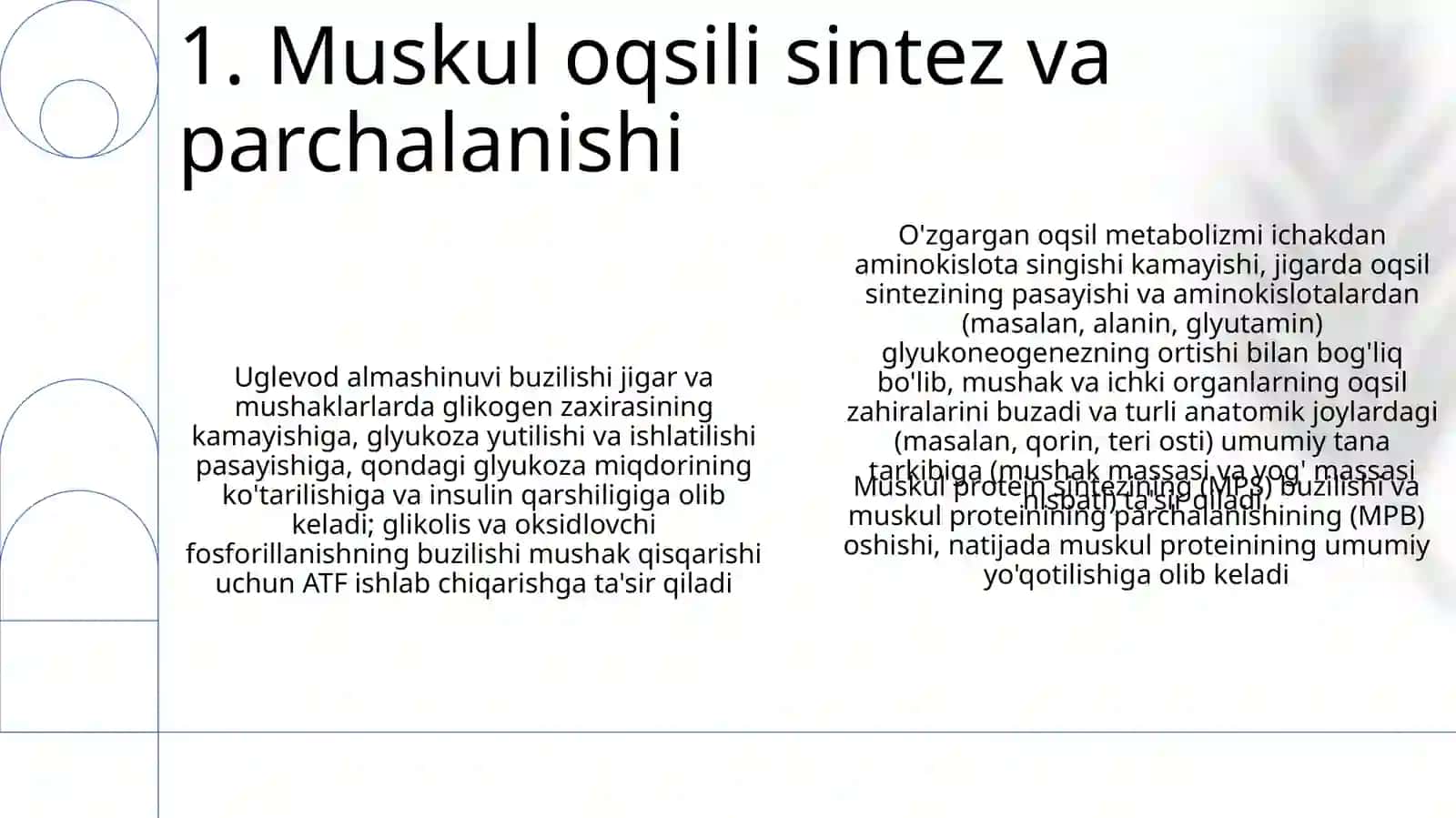 Ochlikda karbonsuvlar, yogʻlar va oqsillar almashinuvining buzilishi 3