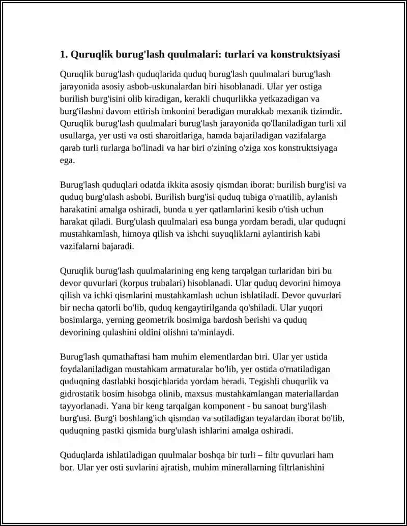 QUDUQ BURUG'LASH QUULMALARI VA USKUNALARI 3