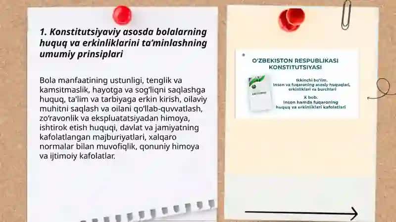 Konstitutsiyada bolaning huquqlari, erkinliklari va qonuniy manfaatlarining taminlanishi va himoya qilishnishi 3