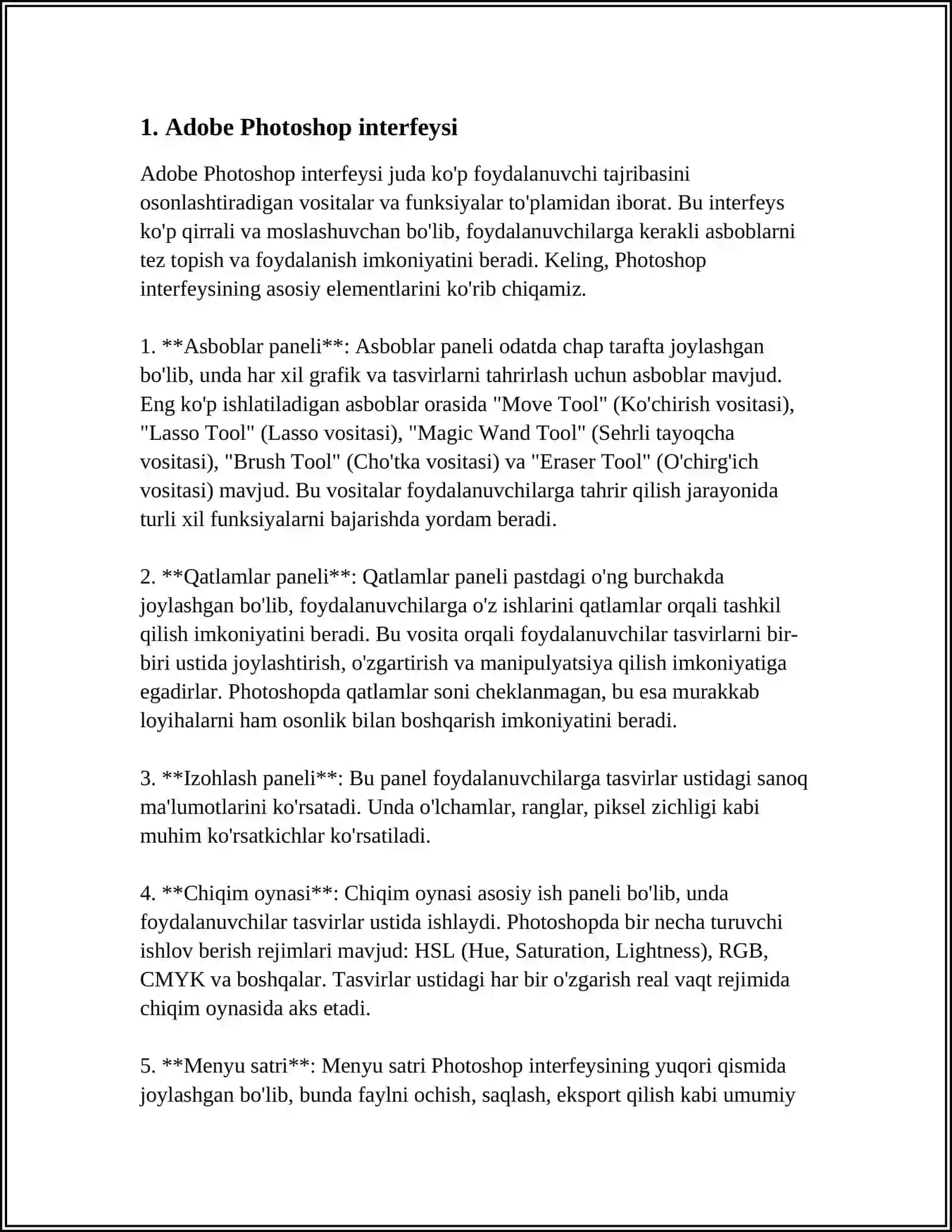 ADOBE PHOTOSHOP DASTURINING ASOSIY TUSHUNCHALARI 3