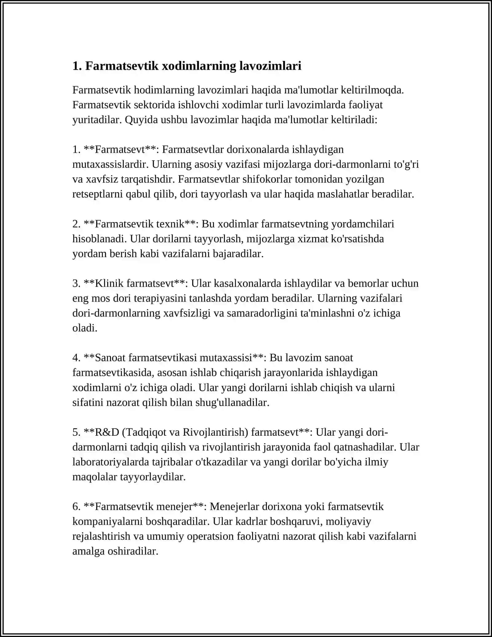 Farmatsevtik Xodimlar Nomenklaturasi 3