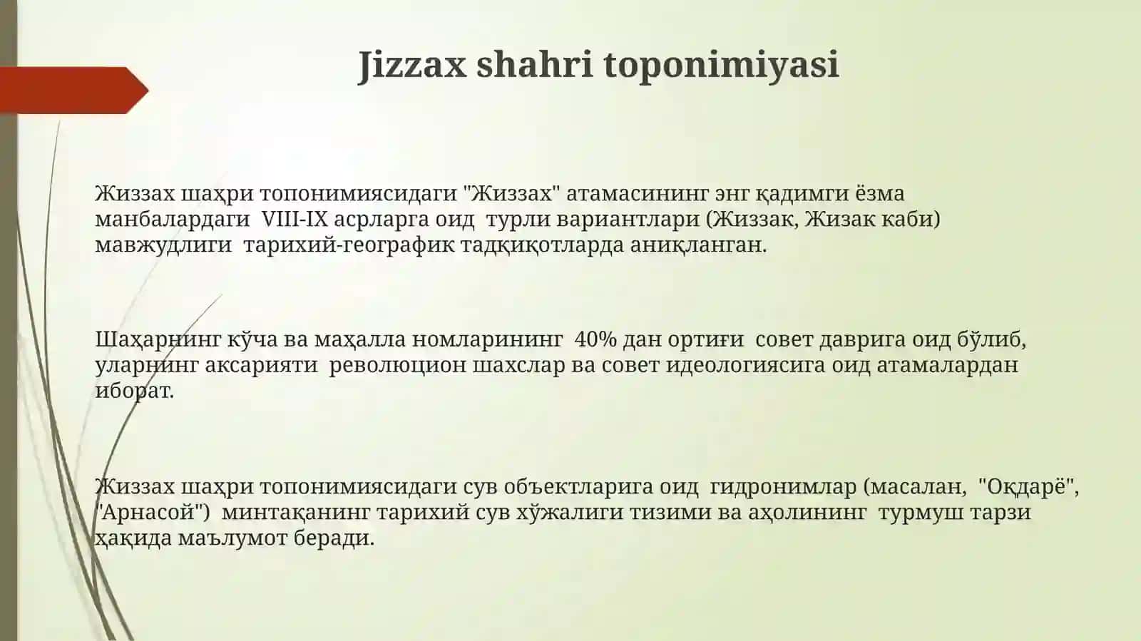 Jizzax viloyati toponimikasi 3