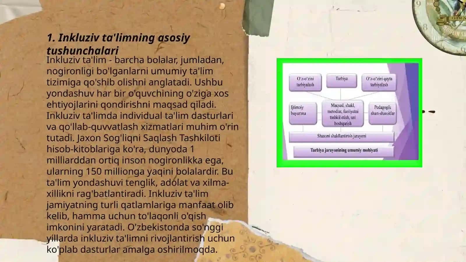 Aloxida yordamga muxtoj shaxslarni inkuliziv talim kansepsiyasing mohiyati va asosiy qoidalari 3