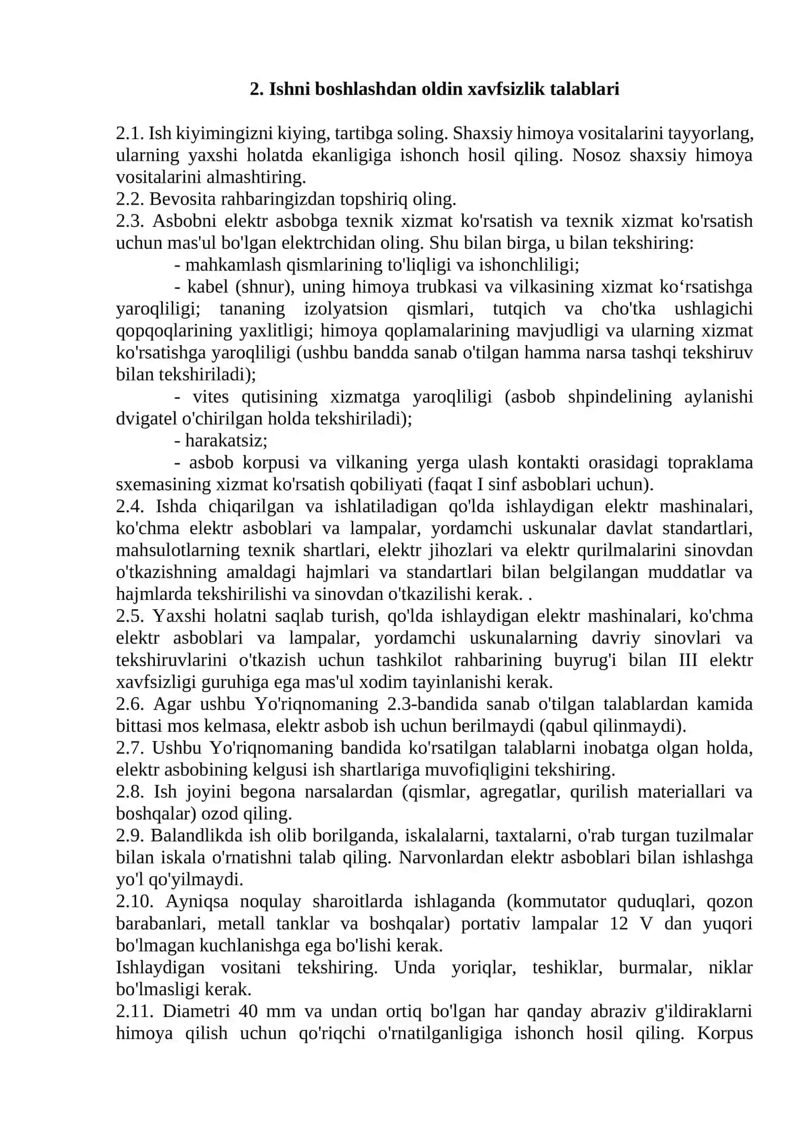 Fabrika elektr ta’minoti uskunalarda xavfsizlik qoidalari 3