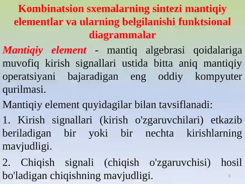 Kombinatsion sxemalar analizi vasintezi 3
