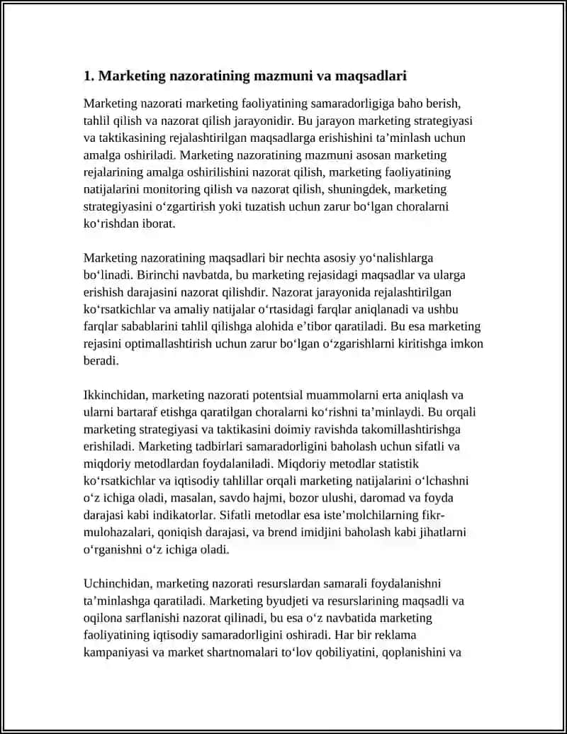 STRATEGIK VA TAKTIK REJALASHTIRISH MARKETING NAZORATI 3