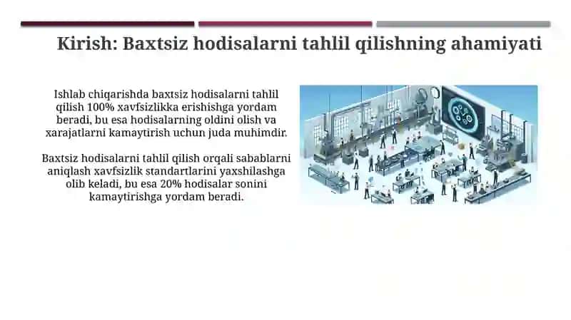 Ishlab chiqarishda baxtsiz hodisalarni tahlili uslublari va chastotali koeffitsientni aniqlash 3