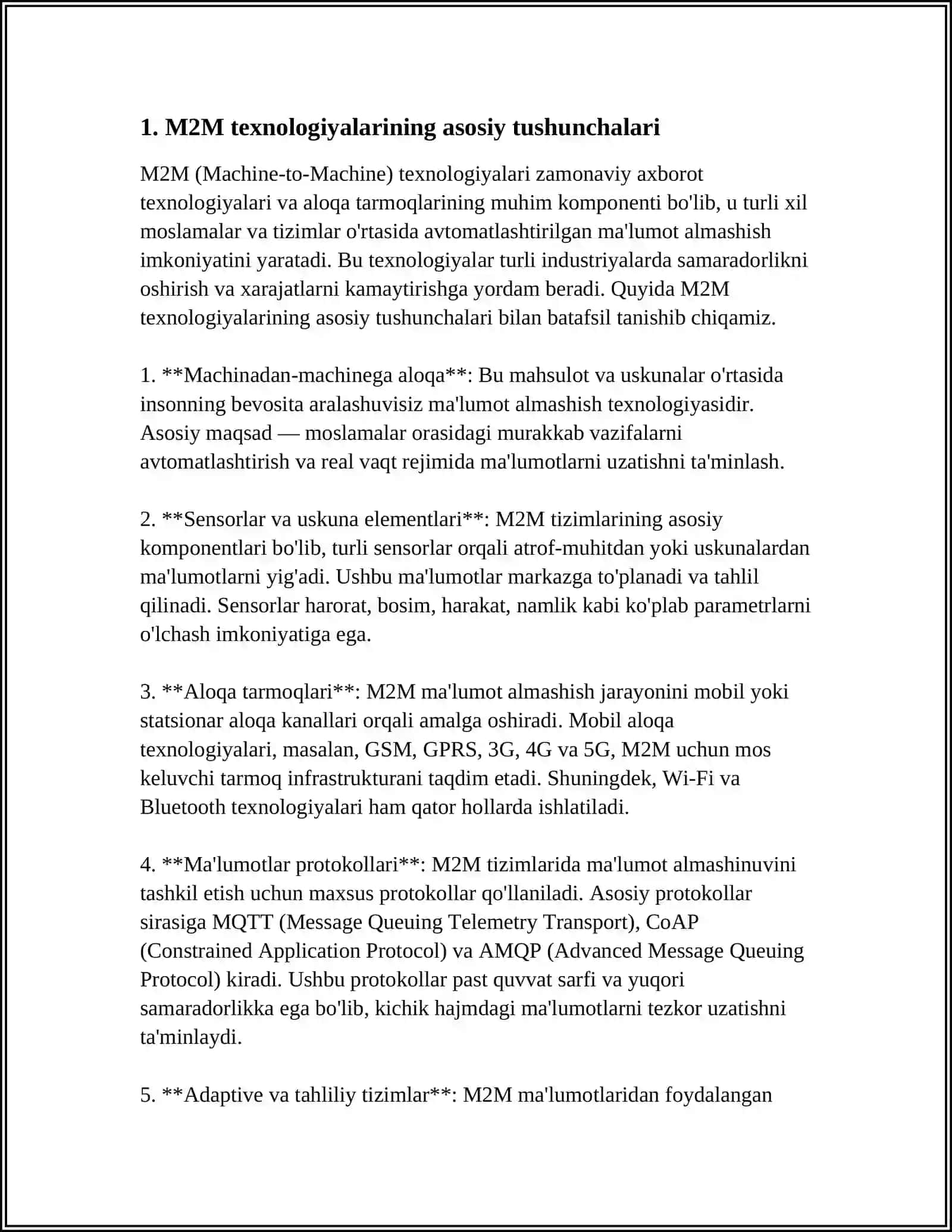 RAQAMLI IQTISODIYOTNI RIVOJLANTIRISHDA "M2M" TEXNOLOGIYASI 3