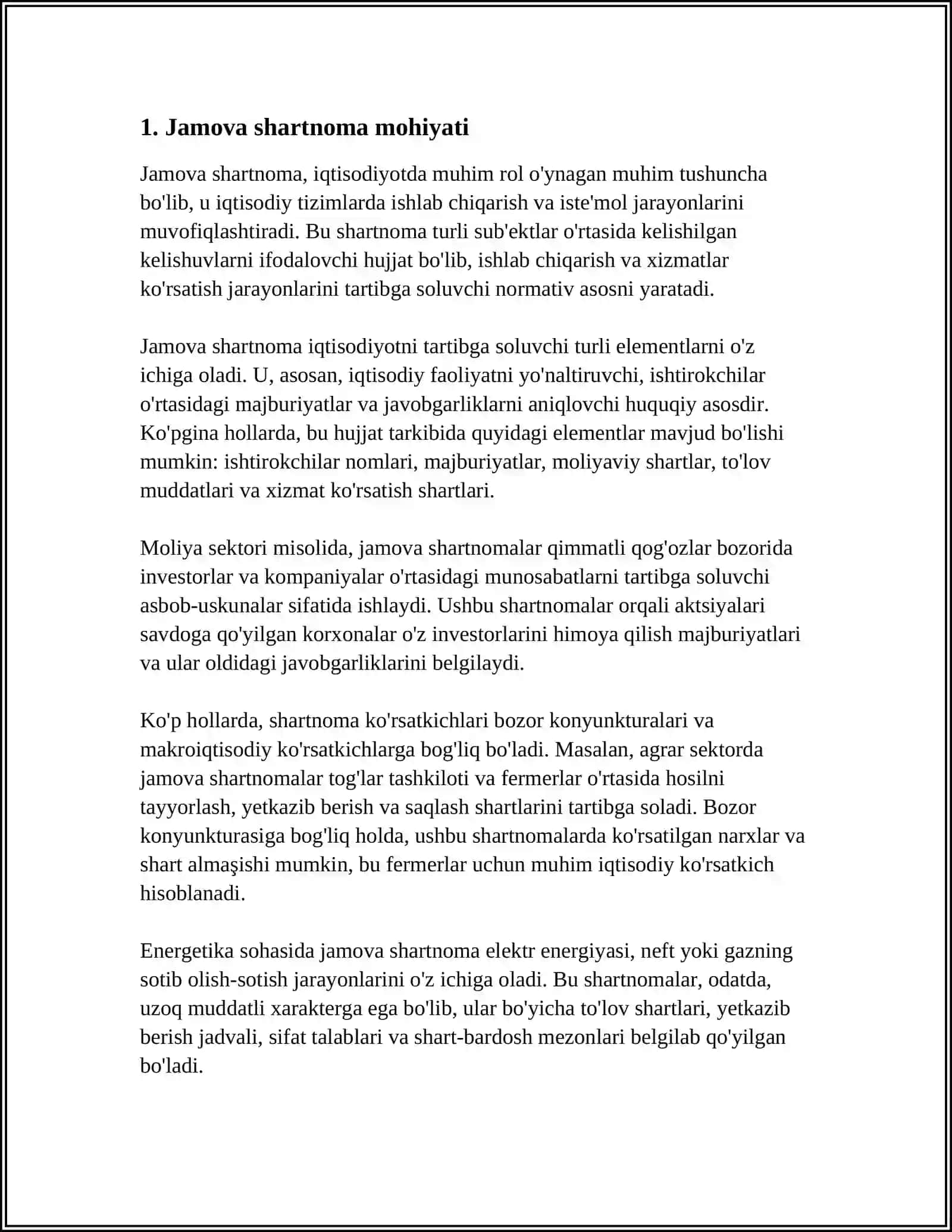 MUSTAQIL ISH Mavzu: JAMOA SHARTNOMASI VA JAMOA KELISHUVI SHARTNOMASI 3