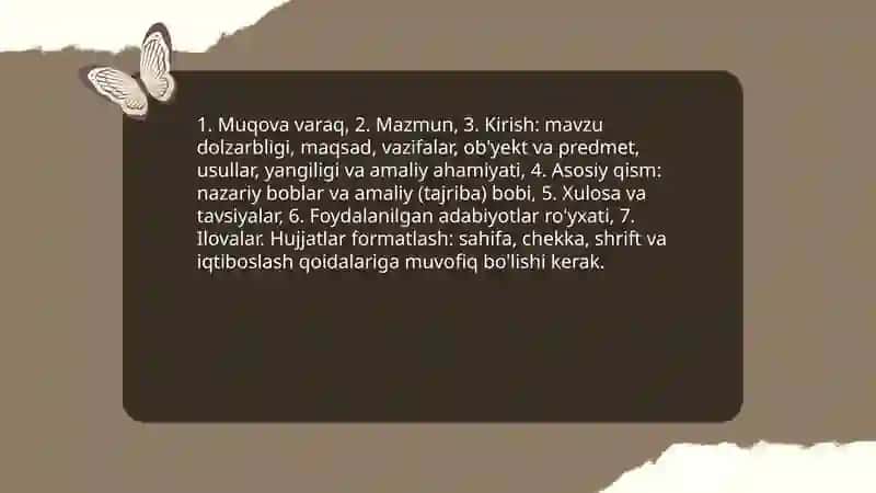 Bitiruv malakaviy ishini yozish va rasmiylashtirish qoidalari bilan tanishish 3