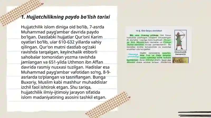 Hujjatchilik tarixi sharq hujjatchiligi Sunnatullayeva Ezoza 3