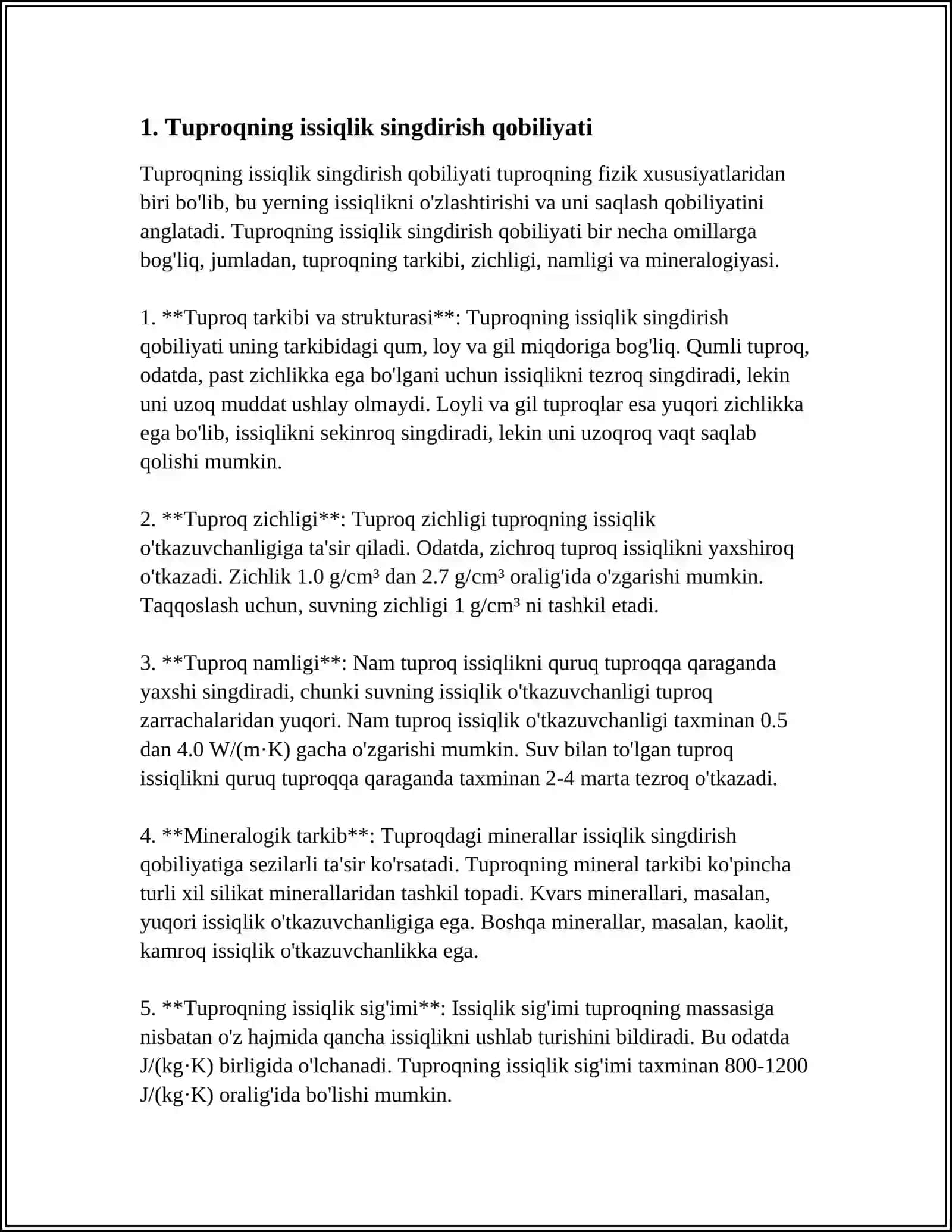 Tuproqning issiqlik singdirish qobiliyati 3