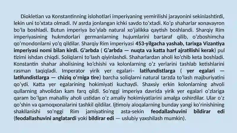G‘ARBIYRIM IMPERIYASINI QULASHI. QADIMGI RIM MADANIYATI 3