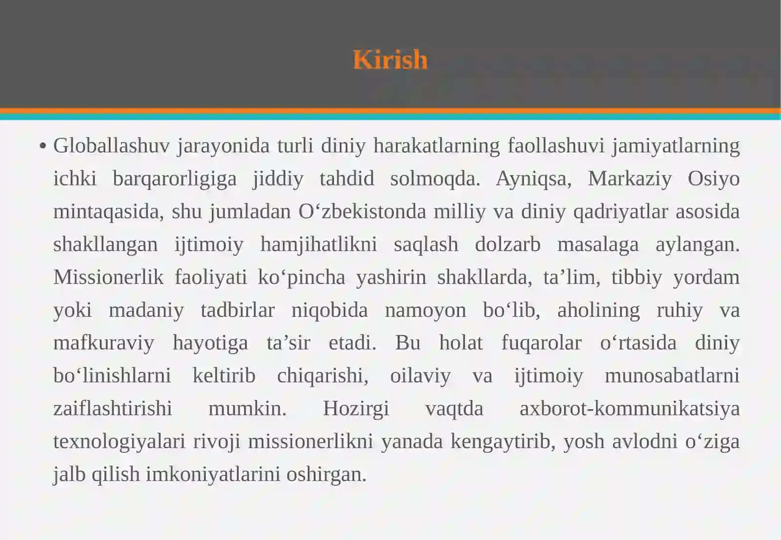 Missionerlik harakatining kelib chiqishi va uning hozirgi barqarorlikka xavfi 3