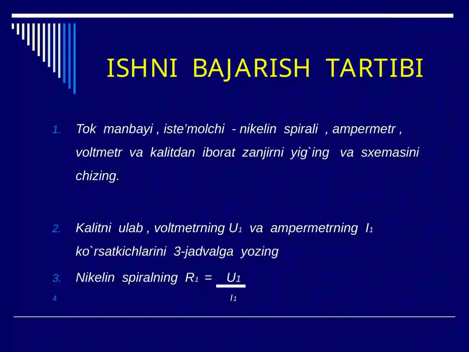 O`TKAZGICH QARSHILIGINI ANIQLASH 3