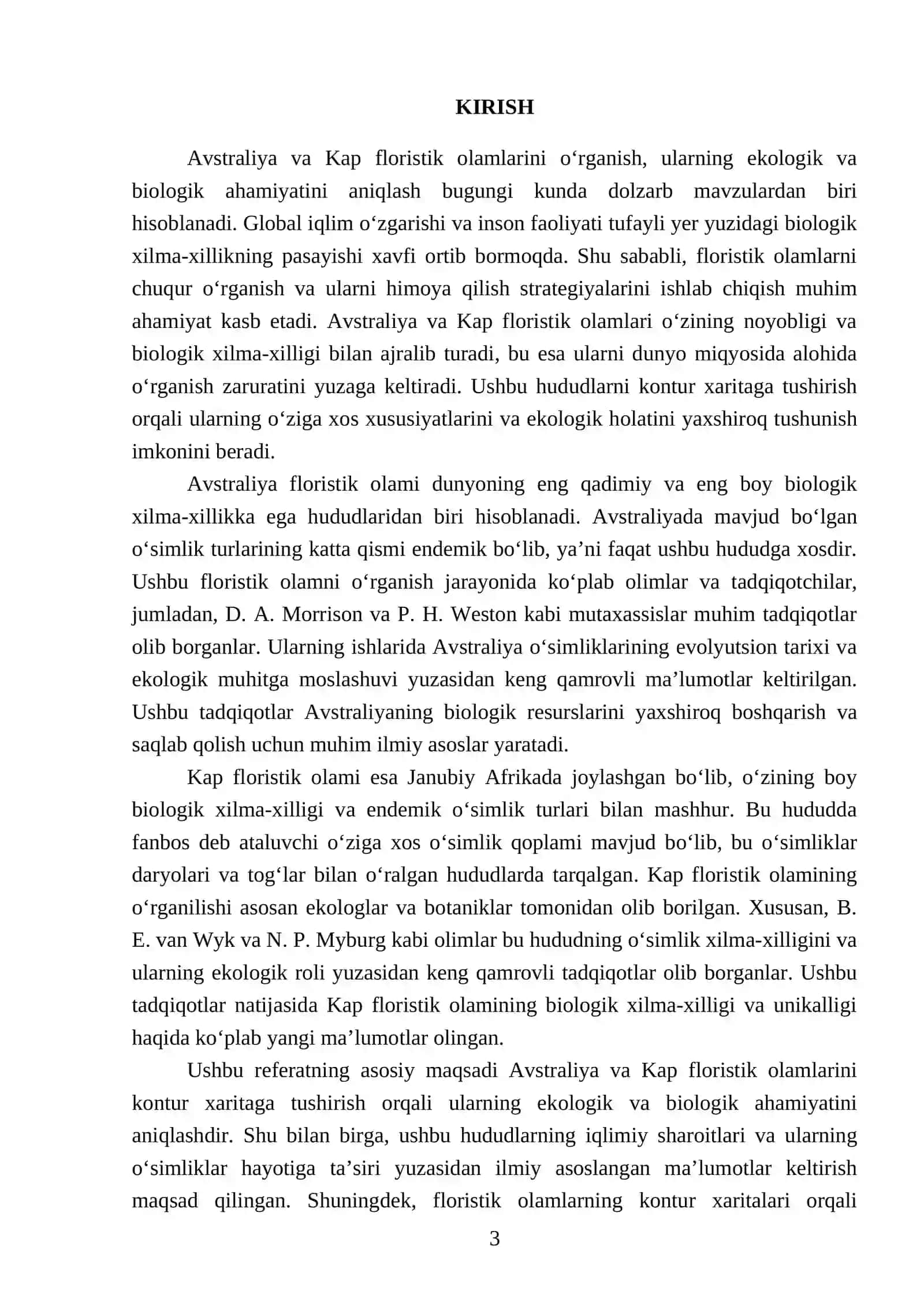 Avstraliya va Kap floristik olami va uning kichik olamlarini kontur xaritaga tushirish Referati 3